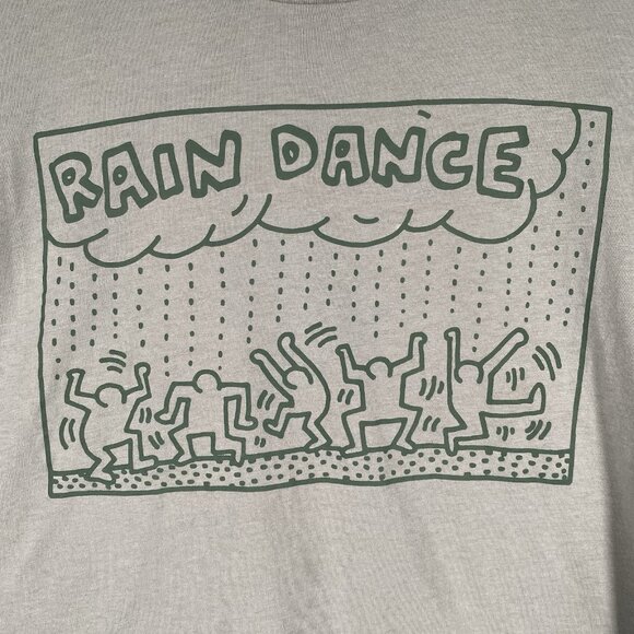 Gap x Keith Haring Cropped Graphic T Shirt Women Large Rain Dance Sage Green Tee - Picture 3 of 11